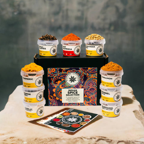 Indian Spice Selection Gift Box with 9 Spice Pots and Recipe Cards